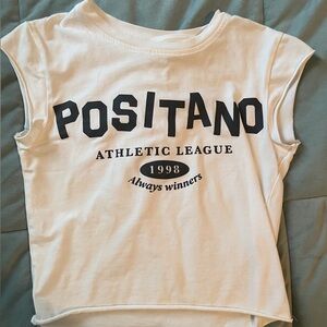 bershka “positano” baby tee in white